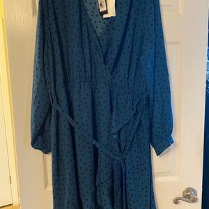 Blue Polka Dot Wrap Dress